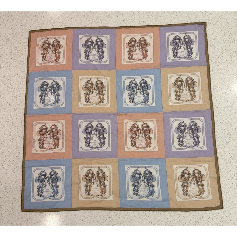 Authentic Hermès Paris Brides de Gala 100% Cotton Scarf Multicolor 25.5in Rare